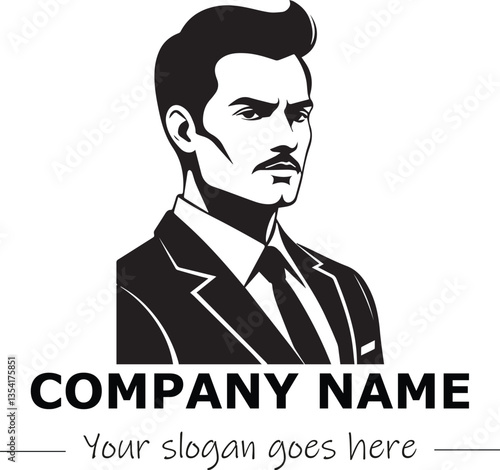 a man silhouette black and white for logo company vector image
