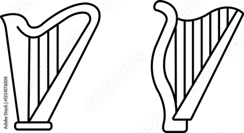 Harp Icon – Editable Stroke Outline Design