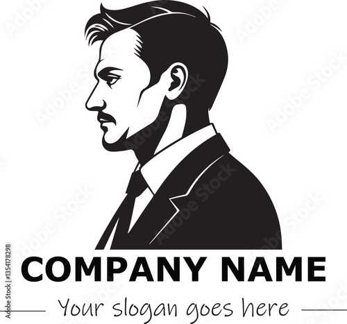 a man silhouette black and white for logo company vector image