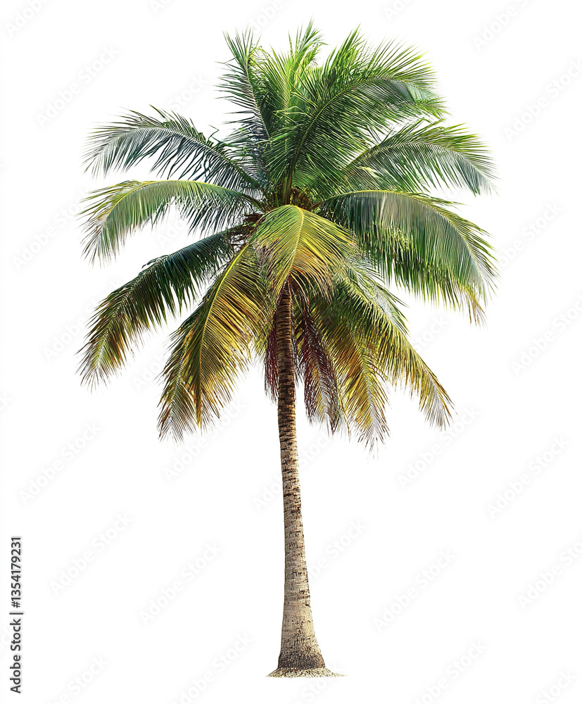 Obraz premium tall palm tree isolated on white background