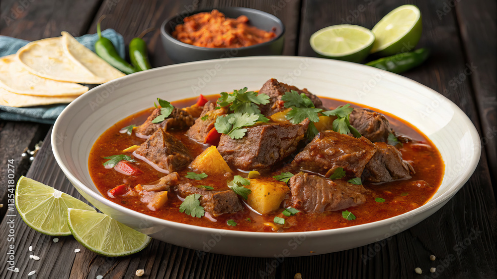 Mexican Birria: Tender Stewed Meat in Spicy Rich Sauce Mexican Birria: Tender Stewed Meat in Spicy Rich Sauce