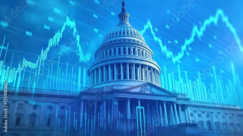 US Capitol Building and Financial Market Trends: A Visual Representation of Economic Policy and Investment