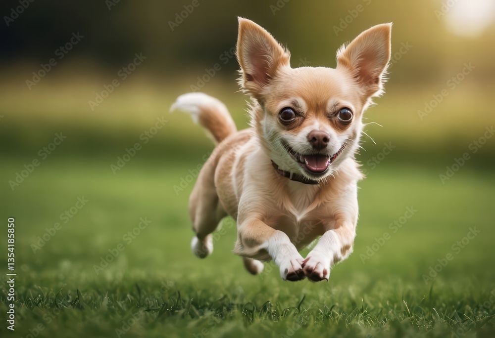 chihuahua dog running on green grass of a public park, adorable purebreed pet playing outdoors in the meadown, doggy in the nature under a blue sky and a beautiful sunny day chihuahua dog running on green grass of a public park, adorable purebreed pet playing outdoors in the meadown, doggy in the nature under a blue sky and a beautiful sunny day