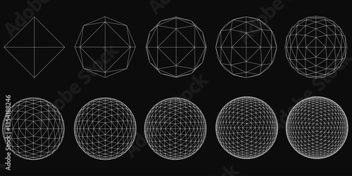 A series of images of different shapes, including triangles and circles, are shown in a row. The shapes are all white and appear to be abstract. Scene is one of creativity and imagination