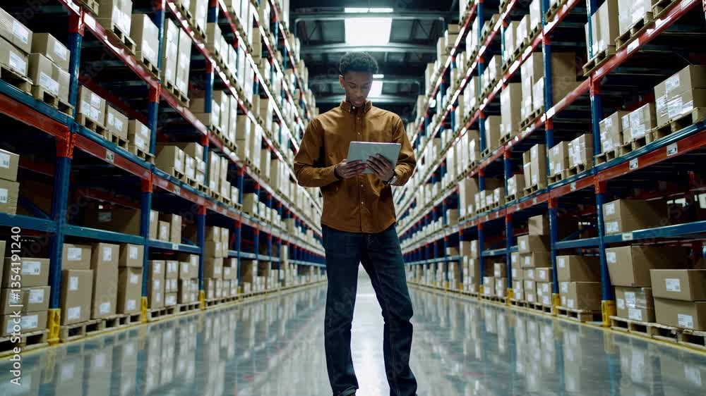 The Worker in Warehouse Aisle The Worker in Warehouse Aisle