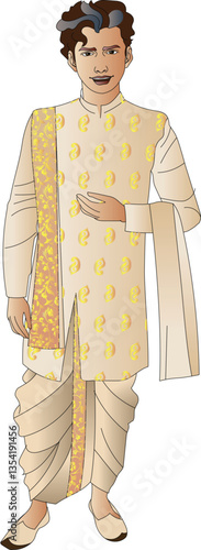 young Indian Asian man in traditional wear 