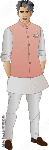 young Indian Asian man in traditional wear 
