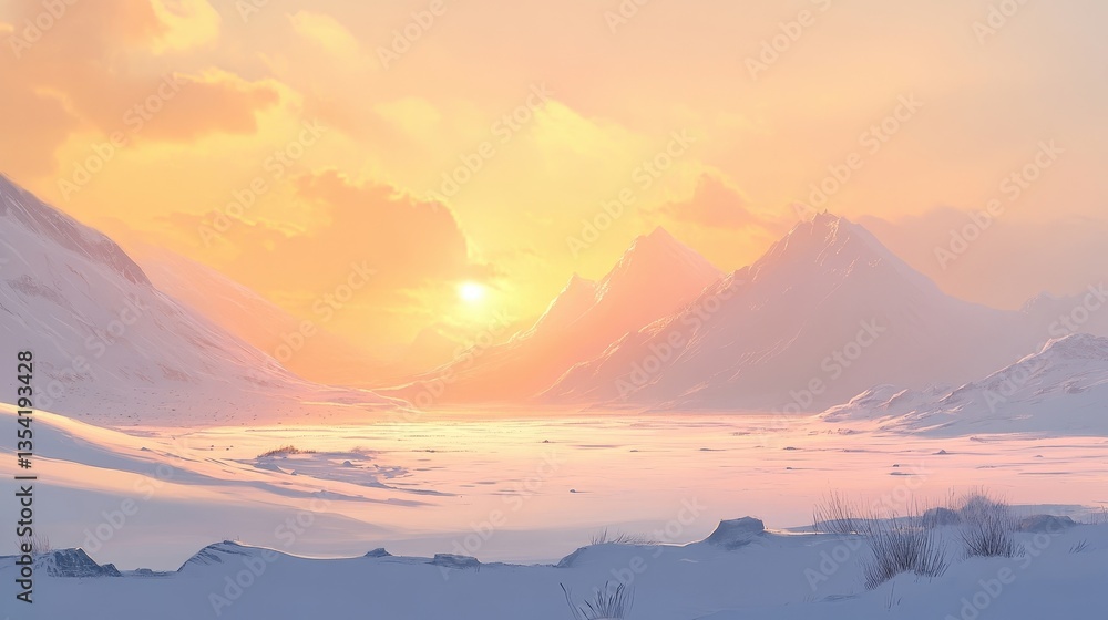 Fototapeta premium serene winter sunset landscape