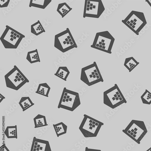 Marine warehouse solid seamless pattern, marine port theme. Vector graphics. Warehouse building with boxes, delivery service sign background, filled with glyphs icon.