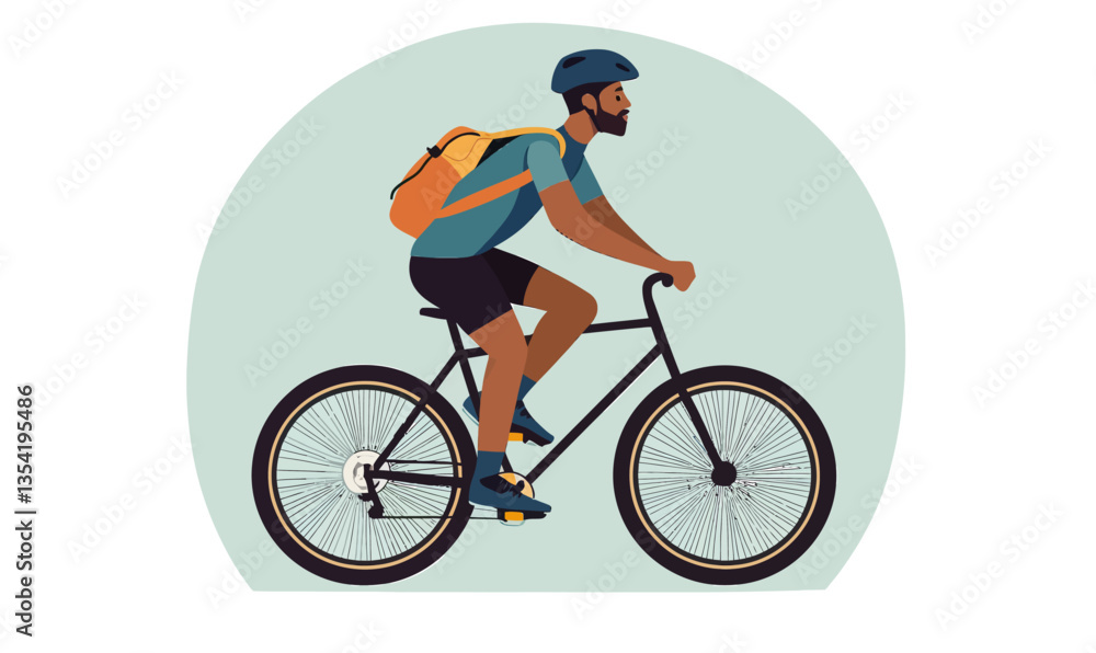 Minimalist Vector Illustration of Man Riding Bicycle for Eco-friendly Lifestyle Concepts Minimalist Vector Illustration of Man Riding Bicycle for Eco-friendly Lifestyle Concepts