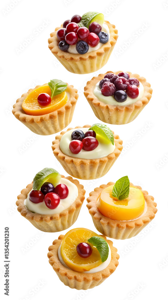 Delicious Mini Fruit Tarts Flying in the Air A Delightful Collection of Sweet Treats Delicious Mini Fruit Tarts Flying in the Air A Delightful Collection of Sweet Treats