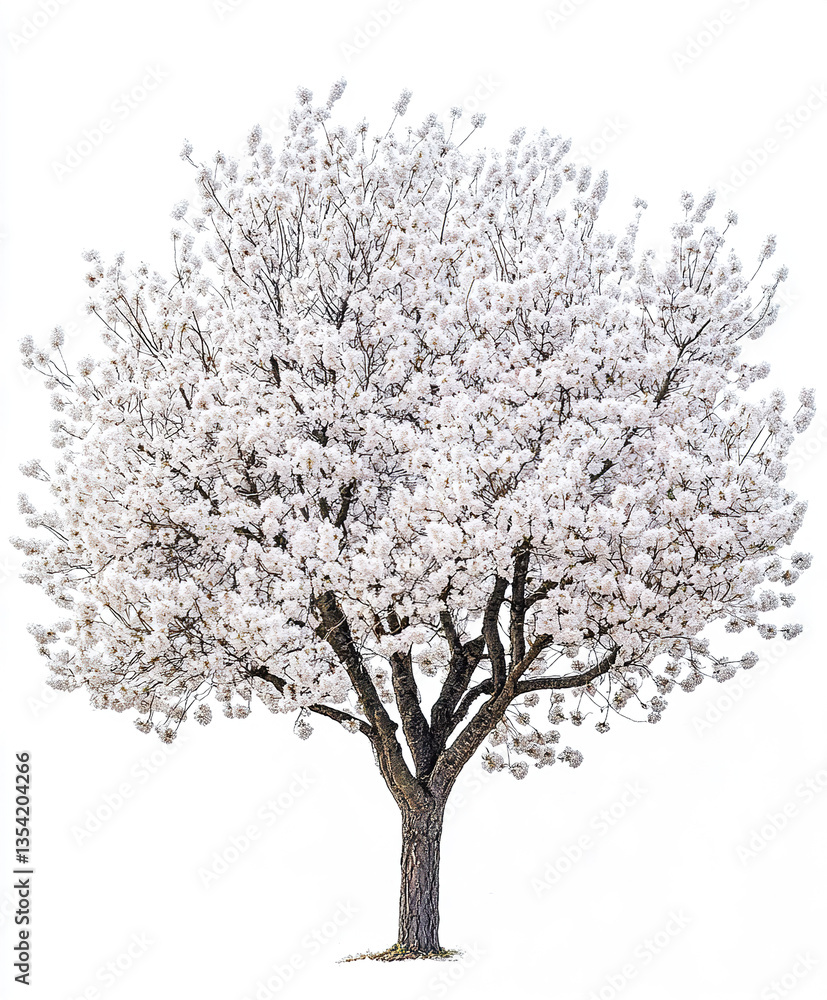 Naklejka premium spring tree with white blossoms isolated on white background