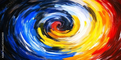Abstract swirl of vibrant colors in a circular pattern with brushstroke texture and dynamic movement