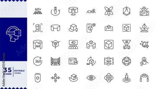 Pixel Perfect ,Versatile VR and Metaverse Icons. Line Art Graphics for Augmented Reality,Virtual Worlds,A cutting-edge collection of icon
