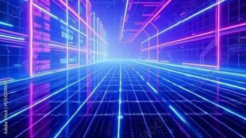 Wallpaper Mural abstract technology background with grid stretched infinity Torontodigital.ca