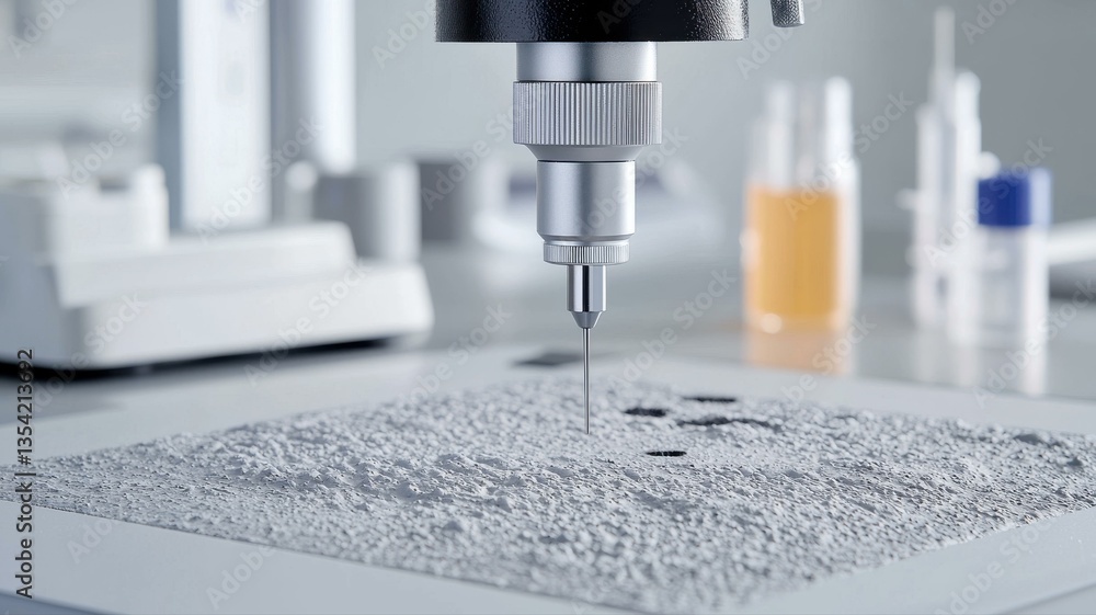 Close-up of a precision instrument in a laboratory analyzing materials for scientific research. Close-up of a precision instrument in a laboratory analyzing materials for scientific research.