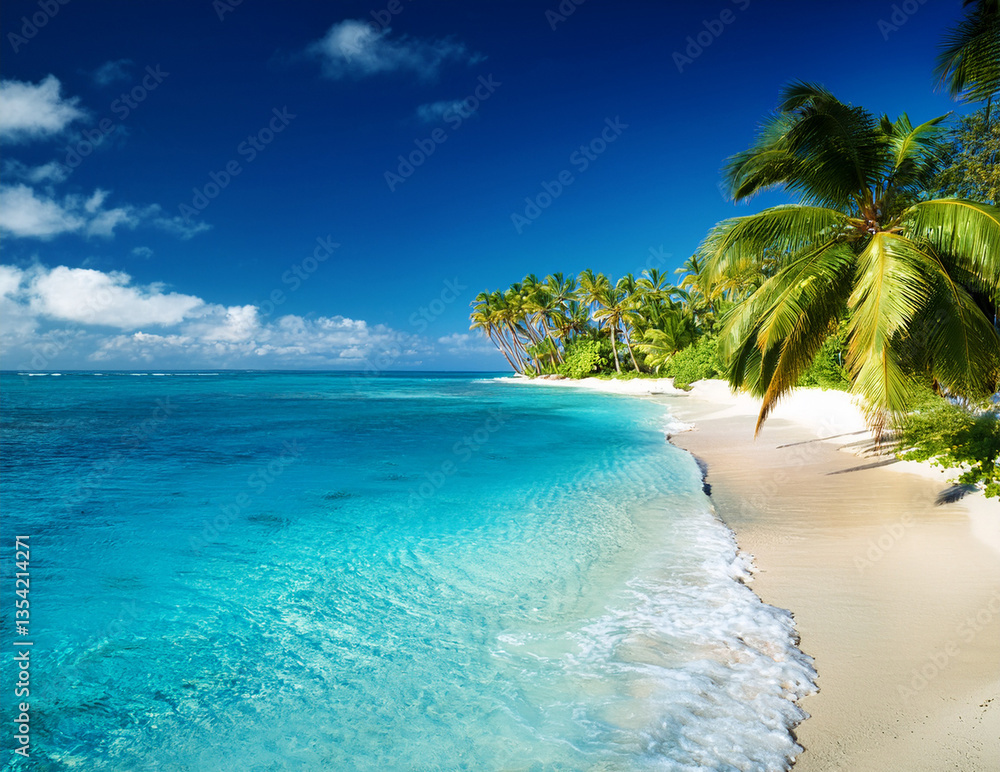 Fototapeta premium Generated image 青い海とヤシの木