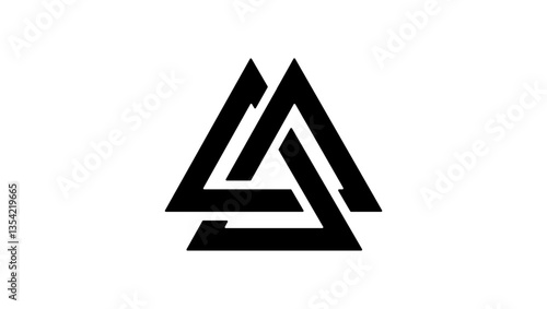 Three Crossed Triangles , black isolated silhouette