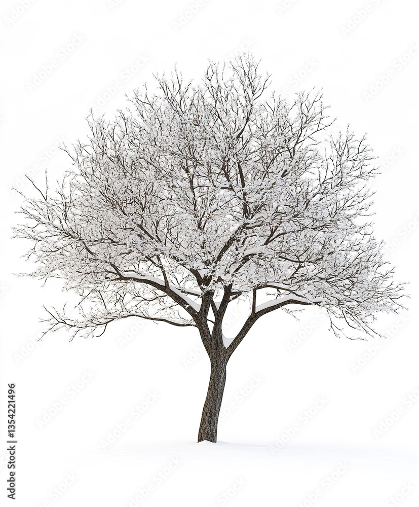 winter tree with bare branches isolated on white background winter tree with bare branches isolated on white background