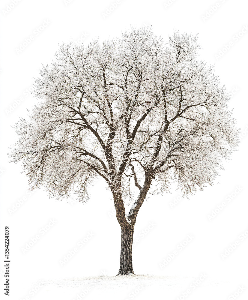 winter tree covered in frost isolated on white background winter tree covered in frost isolated on white background