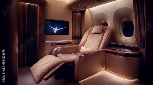 Experience unparalleled comfort in a luxury airline first class suite.