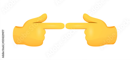 Two pointing hands opposite each other on background. Emoji vector.