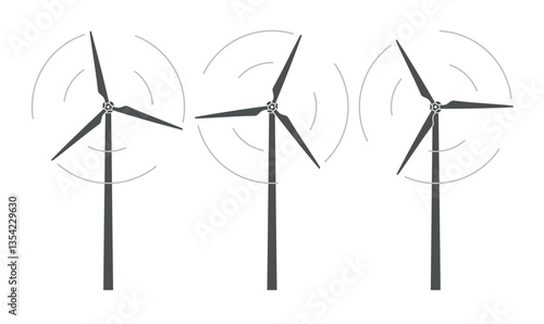Land wind power plant (WPP) icon. Wind generator for generating electricity. Wind (wind-electric) mill, symbol of energy or ecology.