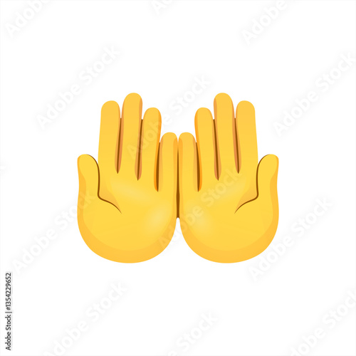 Vector Cartoon Outstretched Cupped Hands, Begging Hands, Arms, Palms with Outline Isolated on White Background, Vector 10 eps.