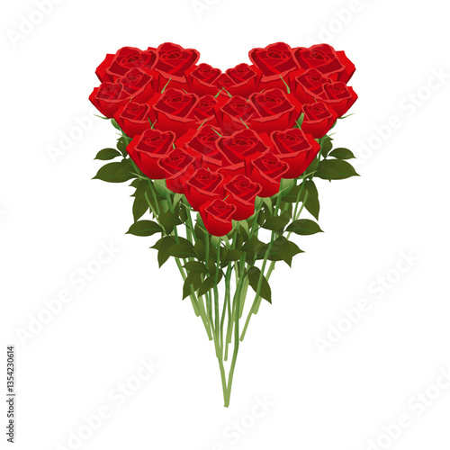 roses in heart vector