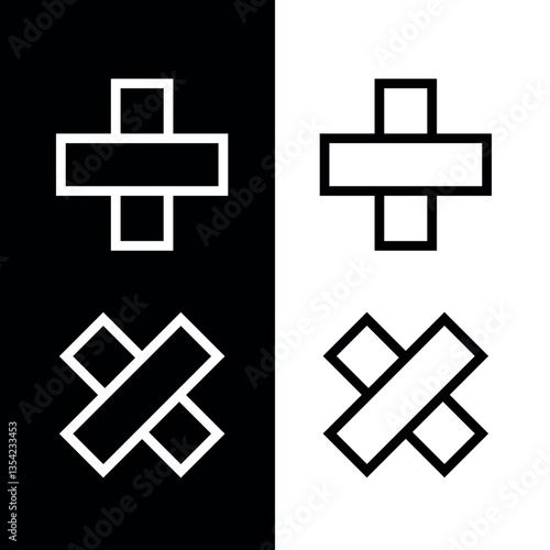Band-Aid (adhesive plaster) icon. Symbol of treatment or medicine. Attribute of a doctor, pharmacy or hospital. Means of protection and treatment of a wound or cut.