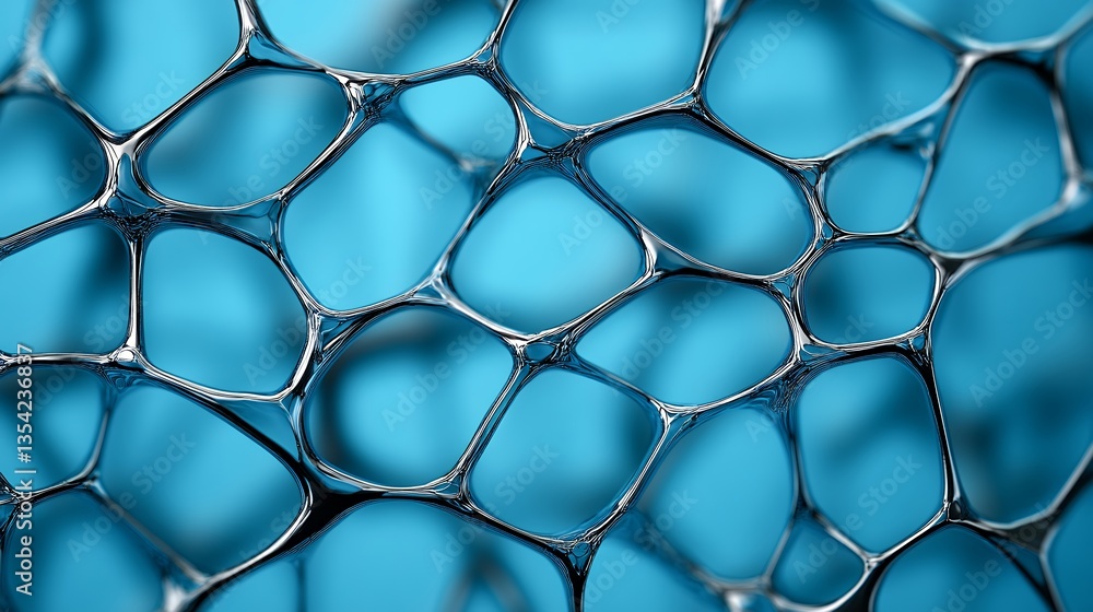 Fototapeta premium Abstract Network Structure: Intricate Interconnected Nodes in Shades of Blue and Black