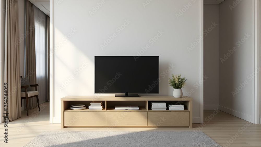 Functional Living Room Design: Storage Table & TV in Modern Space Functional Living Room Design: Storage Table & TV in Modern Space