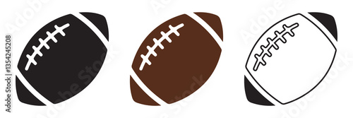 Set of collection icons. American football ball icon. Rugby ball icon. Vector illustration eps 10