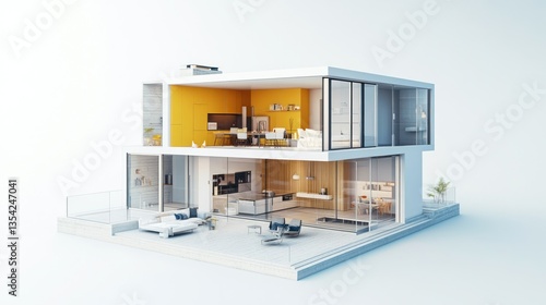 Fototapeta Naklejka Na Ścianę i Meble -  Modern House Architectural Design: A Stunning 3D Model of a Luxurious Home