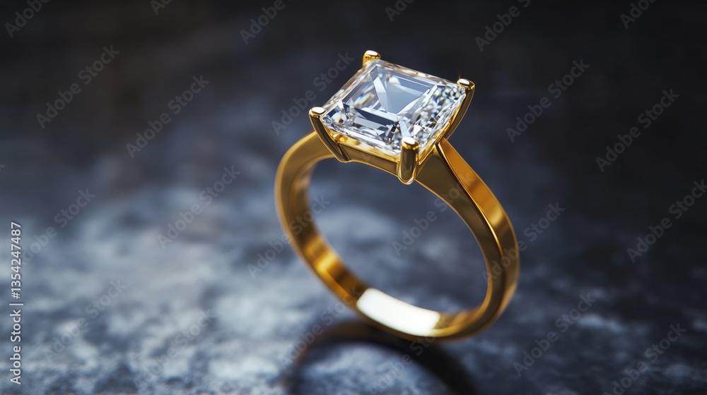 3D gold engagement ring featuring a radiant-cut diamond, isolated on transparent background, polished and reflective textures, clean edges, sharp focus, and sophisticated and elegant style. 3D gold engagement ring featuring a radiant-cut diamond, isolated on transparent background, polished and reflective textures, clean edges, sharp focus, and sophisticated and elegant style.