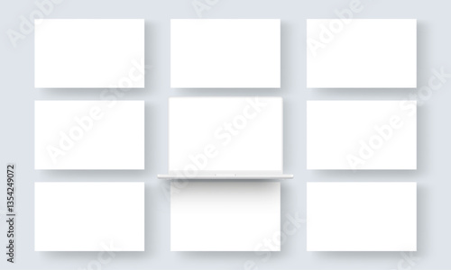 Clay Laptop And Blank Screens For Showcasing Your Website Design. Vector Illustration
