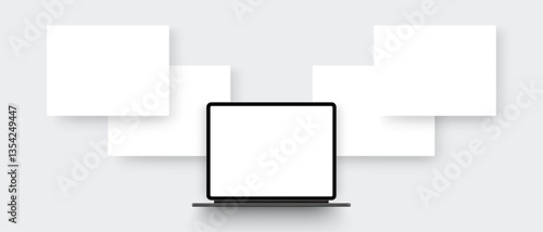 Tablet Computer Mockup And Blank Web Screens For Showcasing Your Website Design. Vector Illustration