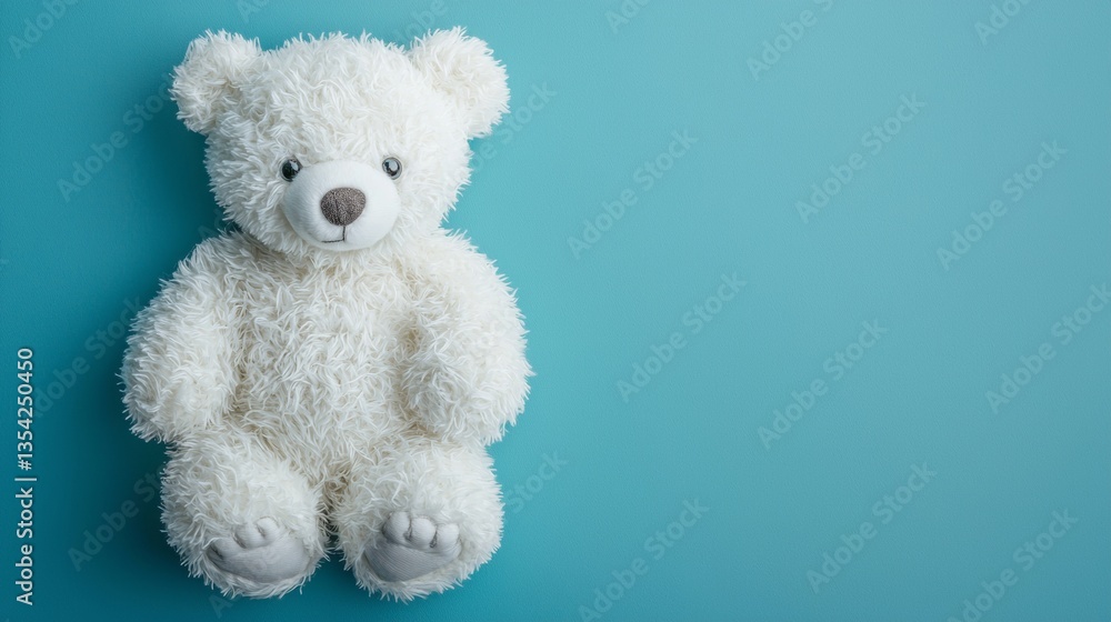 bear doll white color isolated on soft blue pastel background bear doll white color isolated on soft blue pastel background