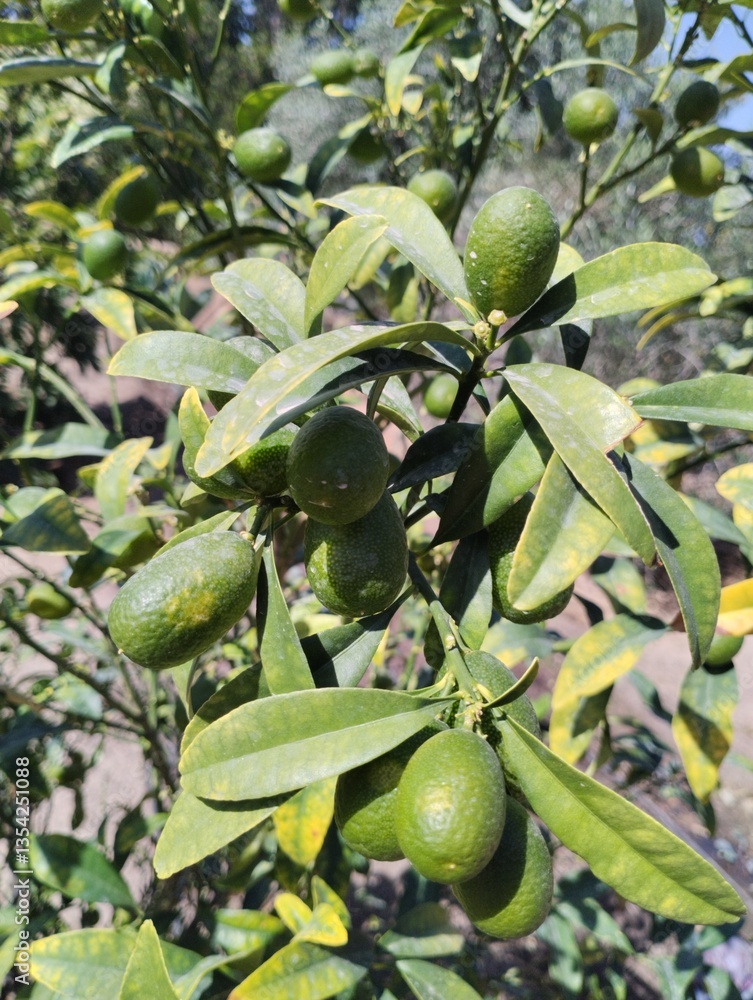 young growing mango fruits on a tree