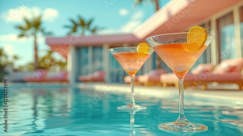Poolside Cocktails at a Pink Mid-Century Modern Home