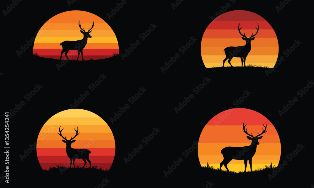 Fototapeta premium a majestic deer silhouette standing on a grassy Bundle 