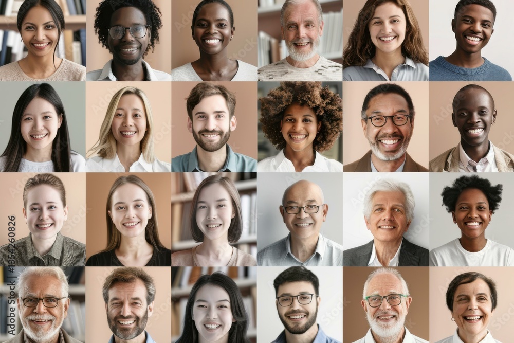 Diverse group of smiling people showcasing unity, positivity and teamwork in a studio setting, ideal for various business projects Diverse group of smiling people showcasing unity, positivity and teamwork in a studio setting, ideal for various business projects
