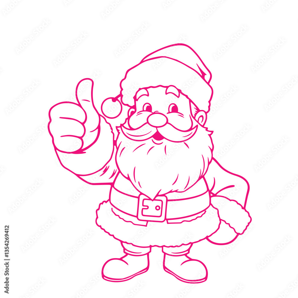 Continuous one line art drawing a santa claus giving a thumbs up design vector illustration. Continuous one line art drawing a santa claus giving a thumbs up design vector illustration.