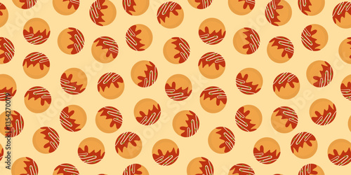 takoyaki pattern background. Takoyaki Seamless pattern Backgeround. takoyaki japanese food pattern background.