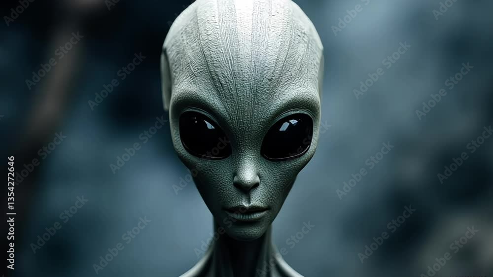 Mysterious Alien Face Close-Up — Extraterrestrial Life Concept Mysterious Alien Face Close-Up — Extraterrestrial Life Concept