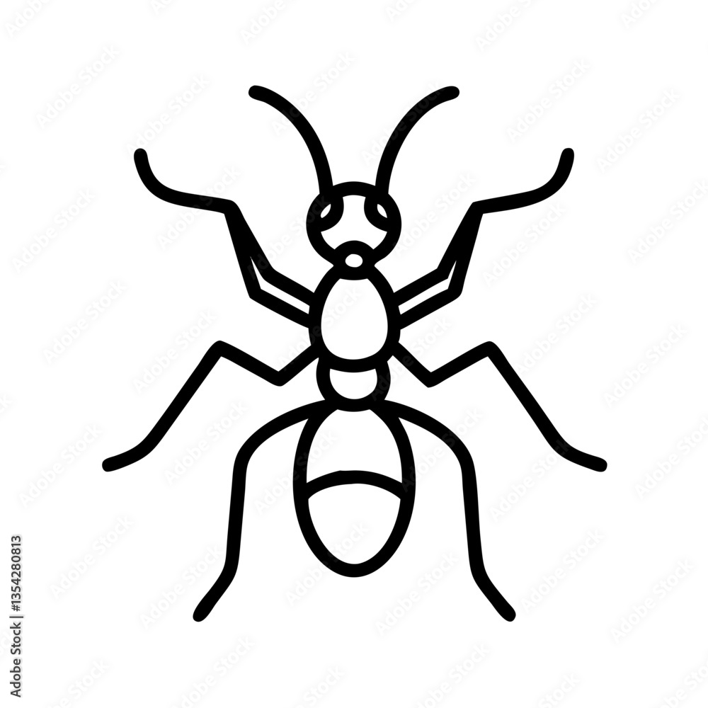 Ant illustration in simple line art style on white background Ant illustration in simple line art style on white background