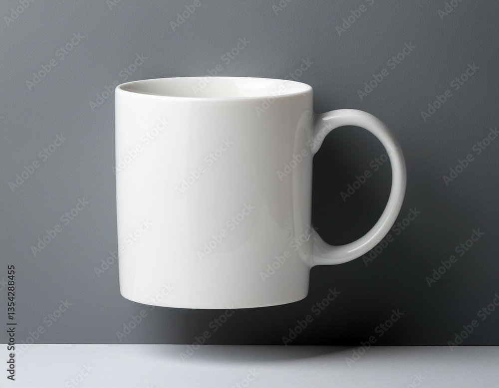 classic white glossy mug on light grey background classic white glossy mug on light grey background