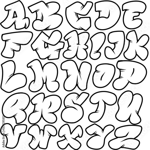 Alphabet black and white sketch illustration