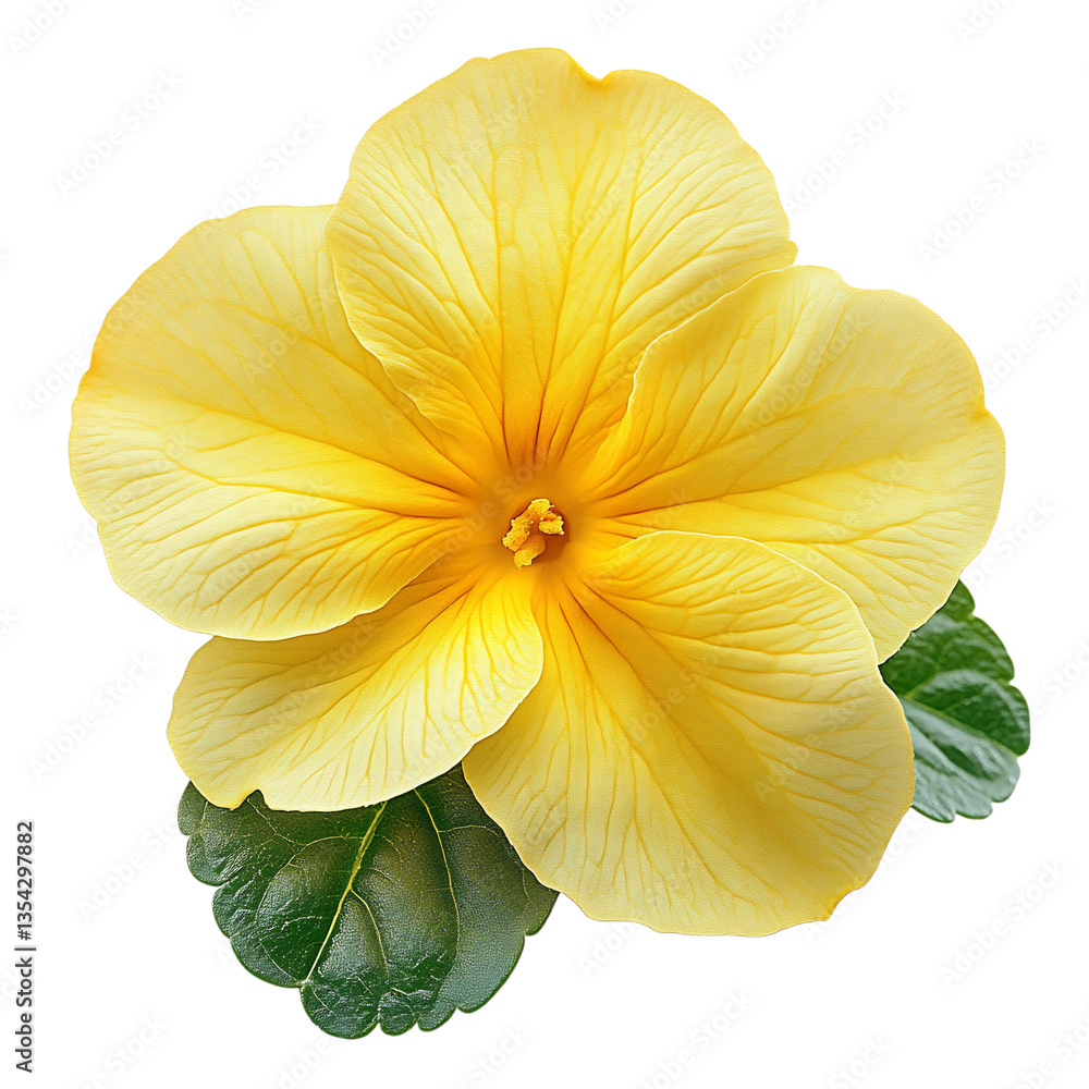 Blooming Primrose with Yellow Petals Isolated on Transparent Background Blooming Primrose with Yellow Petals Isolated on Transparent Background