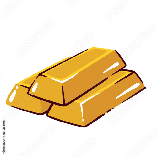 Gold bars pile. Luxury golden ingot pyramid, precious bullion stack. Wild west treasure, money and success mascot, gold bricks investment of rich bank cartoon vector illustration